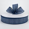 1.5  Estelle Textured Linen Ribbon: Navy Blue (50 Yards) Online Sale