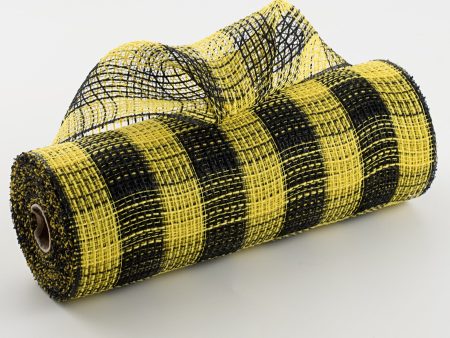 10  Small Check Fabric Mesh: Black & Yellow Hot on Sale