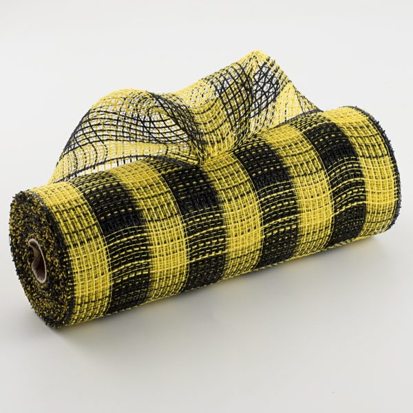 10  Small Check Fabric Mesh: Black & Yellow Hot on Sale