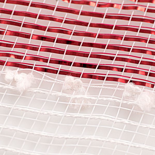 10  Striped Snowball Deco Mesh: Red & White For Sale