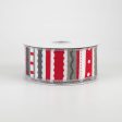 1.5  Whimsy Stripe Ribbon: Grey, Red & White (10 Yards) Online now