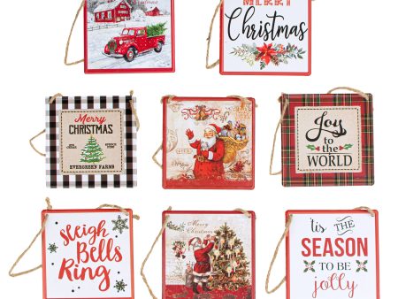 5  Square Tin Signs: Christmas (8 Assorted) For Discount