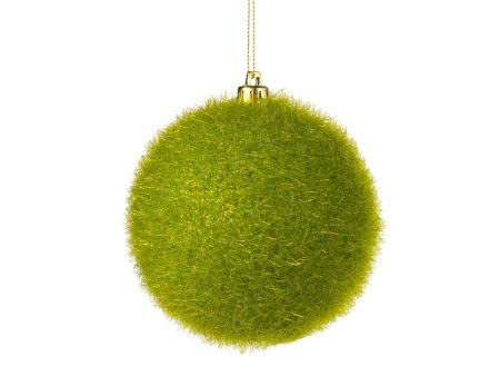 100MM Flocked Glitter Ball Ornament: Lime Green Discount