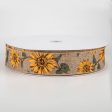 1.5  Linen Sunflower Ribbon: Natural (50 Yards) Online Sale