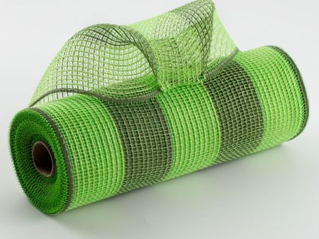 10  Wide Stripe Fabric Mesh: Fresh Green & Moss on Sale