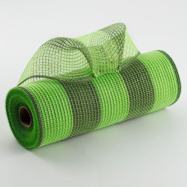 10  Wide Stripe Fabric Mesh: Fresh Green & Moss on Sale