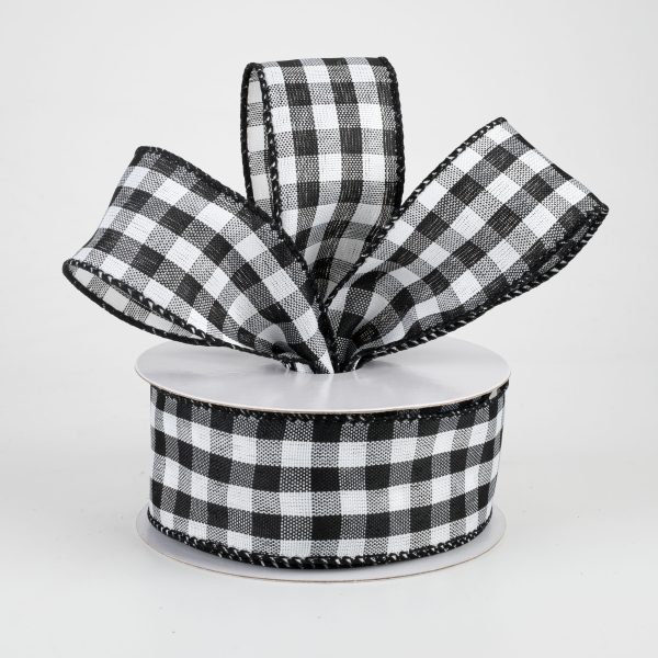 1.5  Woven Buffalo Plaid Ribbon: Black & White (10 Yards) Online Hot Sale