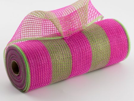 10  Wide Stripe Fabric Mesh: Hot Pink & Fresh Green Online Sale