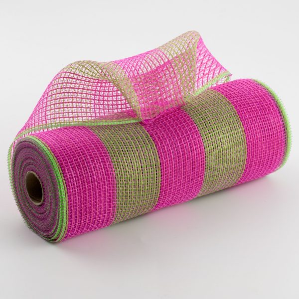 10  Wide Stripe Fabric Mesh: Hot Pink & Fresh Green Online Sale