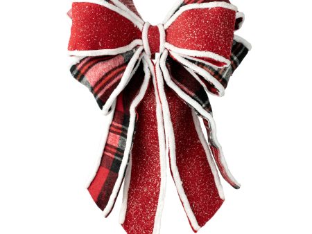 16  Chenille Edge Bow With Clip: Red, Black, White Sale