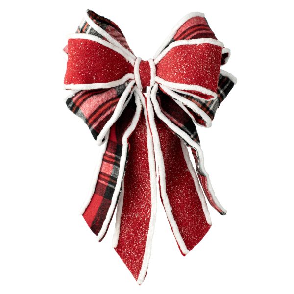 16  Chenille Edge Bow With Clip: Red, Black, White Sale