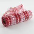 10  Snowball Check Plaid Deco Mesh: Red & White on Sale