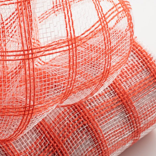 10  Poly Jute Deco Mesh: Orange & Clear Check Supply