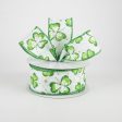 1.5  Watercolor Shamrocks Ribbon: White (10 Yards) For Cheap