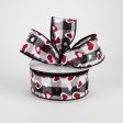 1.5  Hearts On Buffalo Plaid Ribbon: Black, White, Red (10 Yards) on Sale