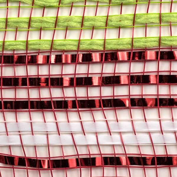 10  Fabric Bold Stripe Mesh: Lime, Red, White Cheap