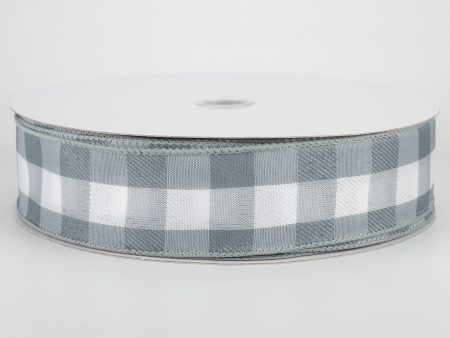 1.5  Woven Buffalo Plaid Ribbon: Grey & White (50 Yards) Discount