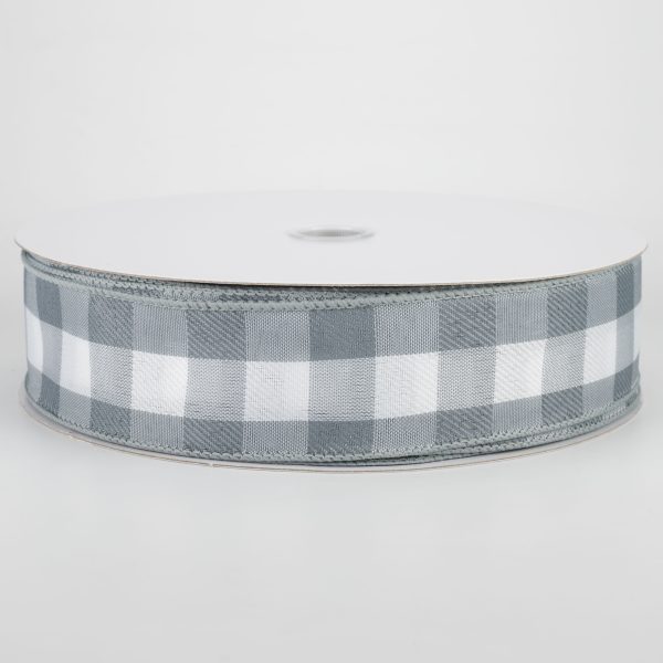 1.5  Woven Buffalo Plaid Ribbon: Grey & White (50 Yards) Discount