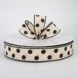 1.5  Polka Dots Ribbon: Natural & Black (50 Yards) For Discount