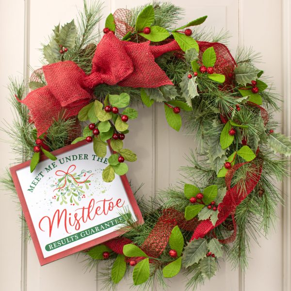 10  Square Wooden Sign: Meet Me Under The Mistletoe Online Sale