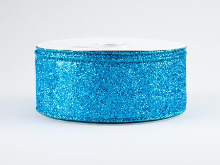 1.5  Glitter On Metallic Ribbon: Turquoise (10 Yards) For Discount