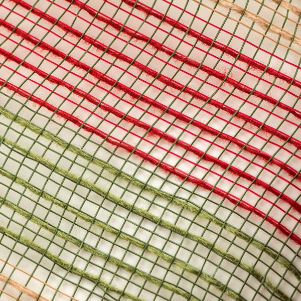 10  Small Stripe Fabric Mesh: Moss, Red, Natural Hot on Sale