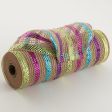 10  Poly Jute Deco Mesh: Metallic Easter Stripe Online Sale