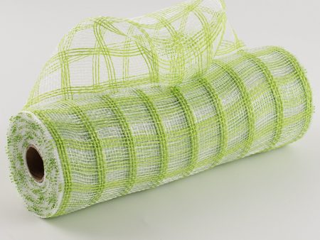 10  Poly Jute Deco Mesh: Fresh Green & Clear Check Cheap