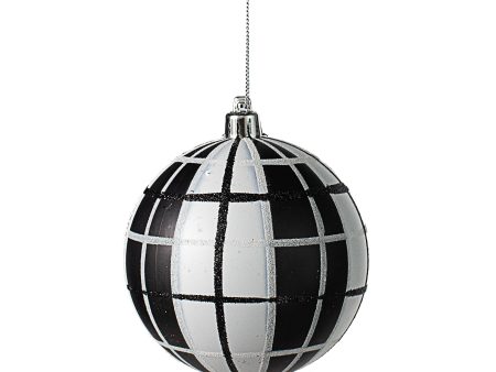 100MM Plaid Ball Ornament: Black & White Online now