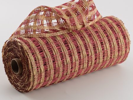 10  Poly Burlap Check Mesh: Cranberry & Beige Supply