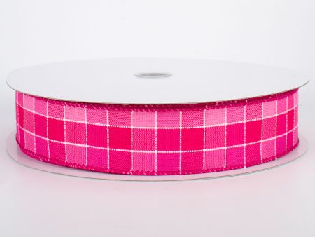 1.5  Stitched Check Ribbon: Pink & Fuchsia (50 Yards) Online now