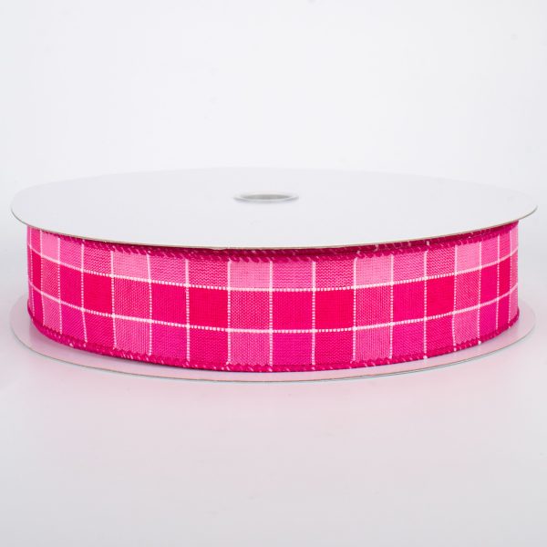 1.5  Stitched Check Ribbon: Pink & Fuchsia (50 Yards) Online now