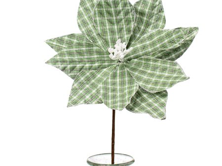 21  Plaid Poinsettia Stem: Soft Green, Grey, White Cheap