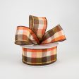 1.5  Square Plaid Fall Ribbon: Orange, Brown, Yellow (10 Yards) For Cheap