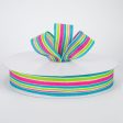 1.5  Variating Stripe Ribbon: Teal, Lime, Fuchsia (50 Yards) Online Sale