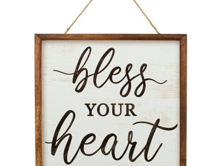 10  Square Wooden Sign: Bless Your Heart Online now