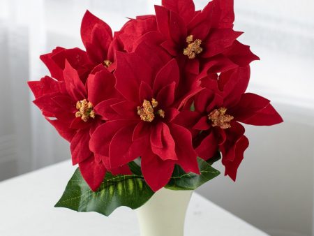 Colorfast Velvet Poinsettia Bush (6 Stem) Online Sale