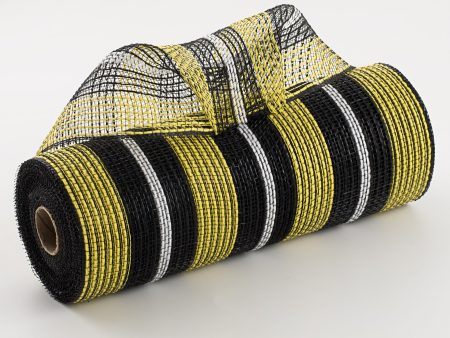 10  Bold Stripe Fabric Mesh: Yellow, Black, White Online Hot Sale