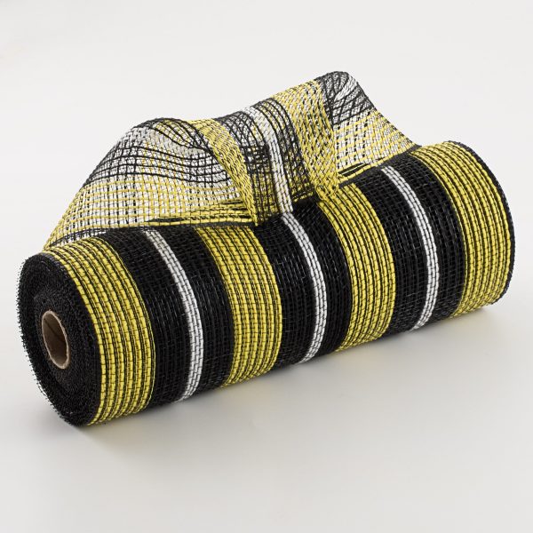 10  Bold Stripe Fabric Mesh: Yellow, Black, White Online Hot Sale