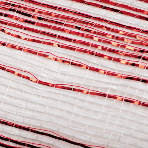 10  Poly Deco Mesh: Metallic Red White Ombré Sale