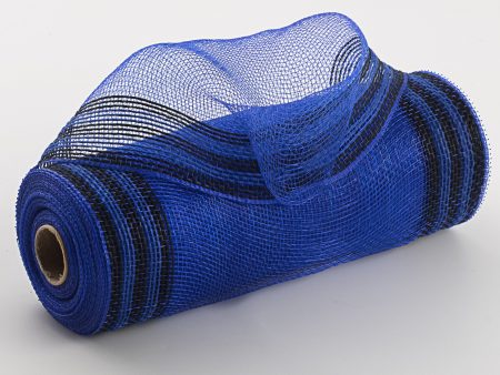 10  Border Stripe Mesh: Royal Blue & Black Cheap