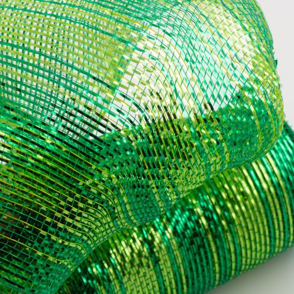 10  Poly Deco Mesh: Green & Lime Metallic Ombré Online Sale