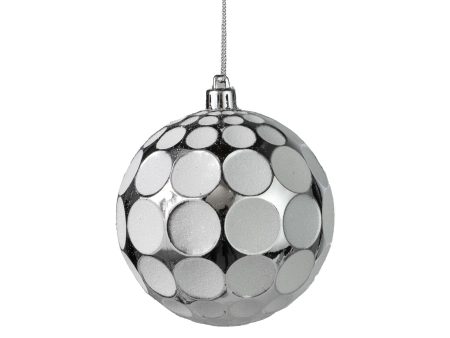 100MM Indent Dot Ball Ornament: Shiny Silver & White Online Hot Sale