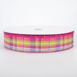 1.5  Stitched Spring Plaid Ribbon: Fuchsia & Blue (50 Yards) Hot on Sale