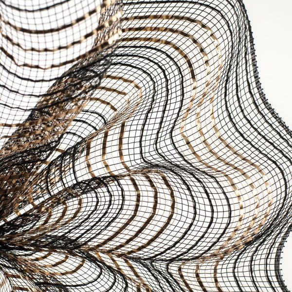 10  Metallic Stripe Fabric Mesh: Black & Gold on Sale