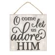 10  Square Wooden Sign: Let Us Adore Him on Sale