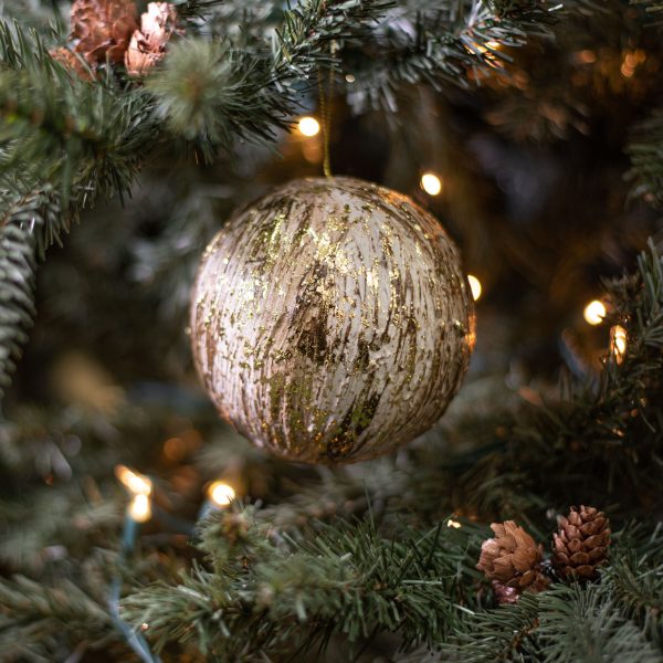 4.25  Textured Gold Leaf Ball Ornament Supply