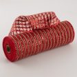 10  Burlap Deco Mesh: Metallic Dark Red For Sale