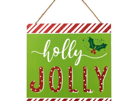 10  Square Wooden Sign: Holly Jolly Online now