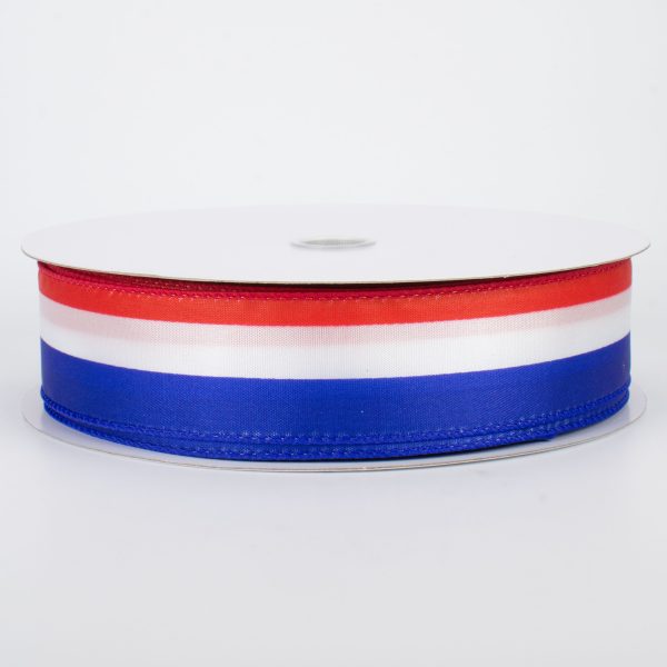 1.5  Satin Red, White & Blue Stripe Ribbon (50 Yards) on Sale